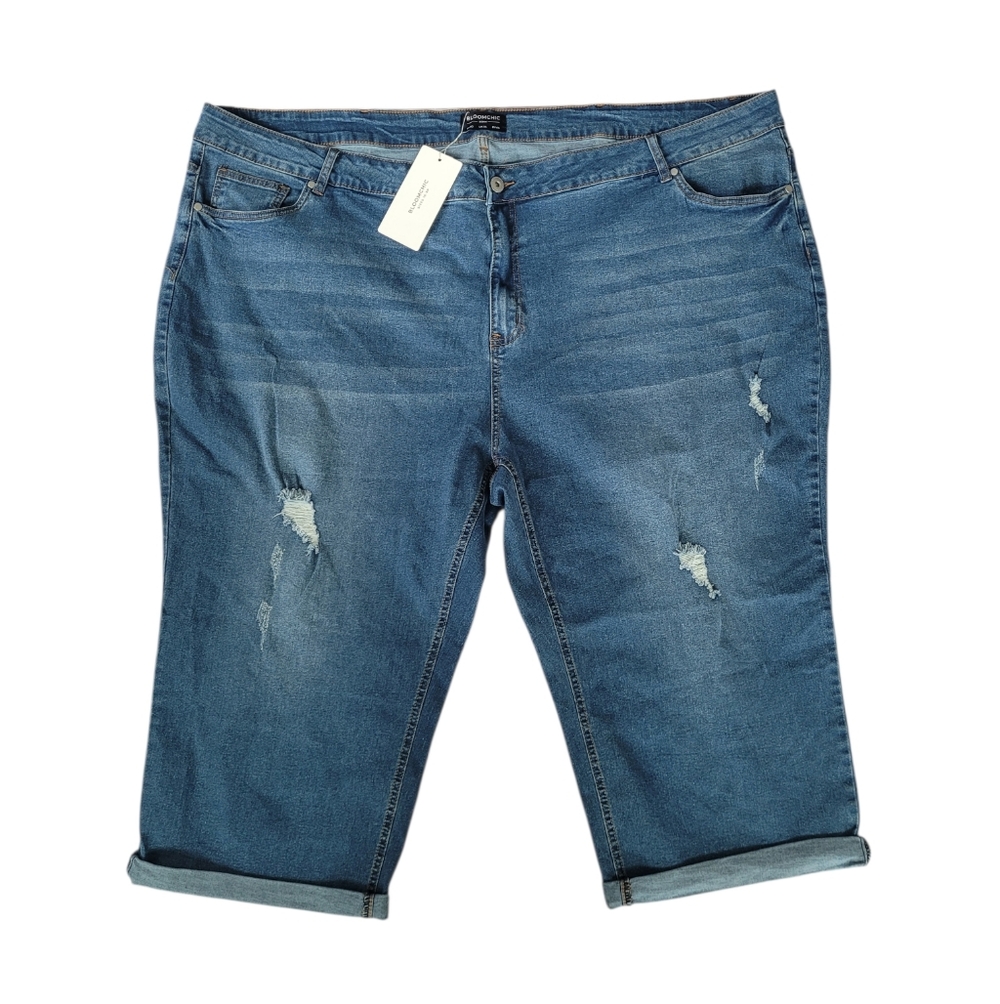 BLOOMCHIC Distressed Roll Hem Cropped Skinny Jeans Size US 30